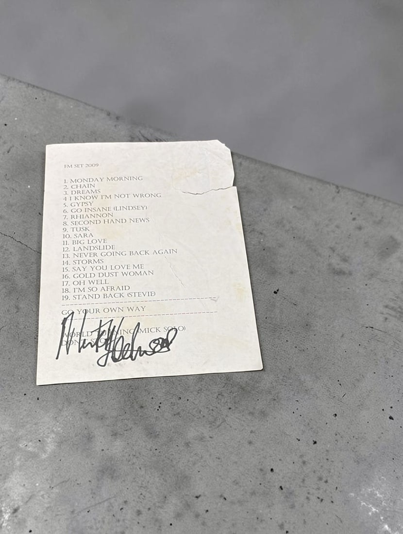 Mick Fleetwood Fleetwood Mac Signed Set List: This lot is a set list, (2009), autographed by Mick Fleetwood of Fleetwood Mac. Item comes with third party authentication including interactive QR code, item details and scoring.