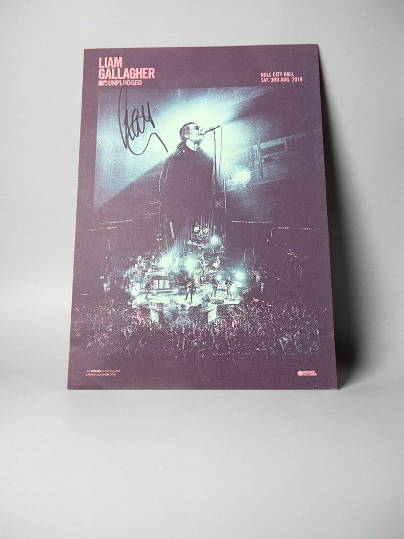 Liam Gallagher Oasis Signed Official Unplugged Lithograph: This lot is an official unplugged lithograph, autographed by Liam Gallagher of Oasis. Item comes with third party authentication including interactive QR code, item details and scoring.