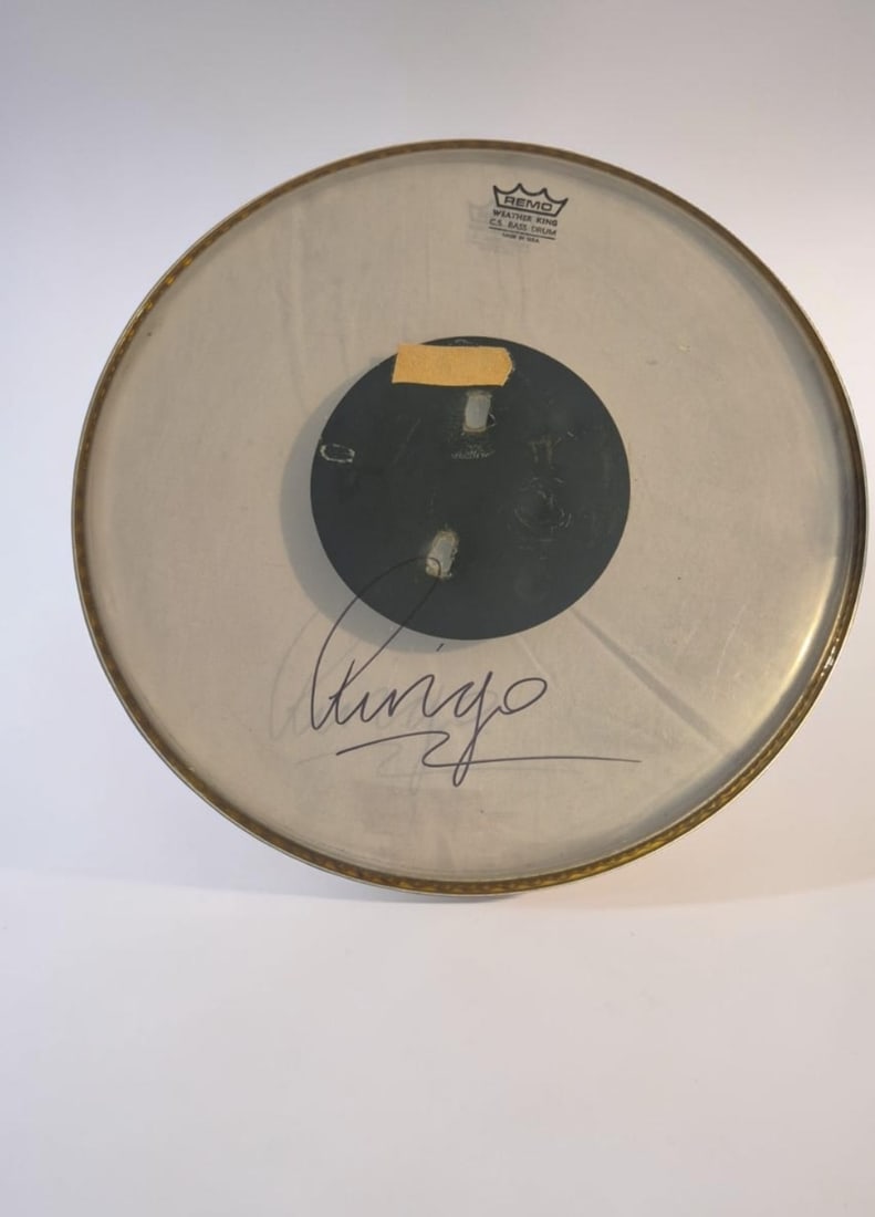 Ringo Starr The Beatles Signed Remo Drumskin (1 of 1)