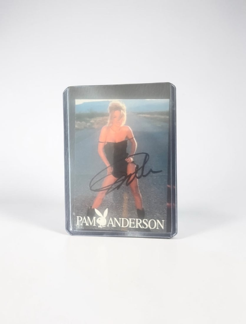 Pamela Anderson Signed Playboy Collectors Card: This lot is a Playboy collectors card, autographed by Pamela Anderson. Item comes with third party authentication including interactive QR code, item details and scoring.