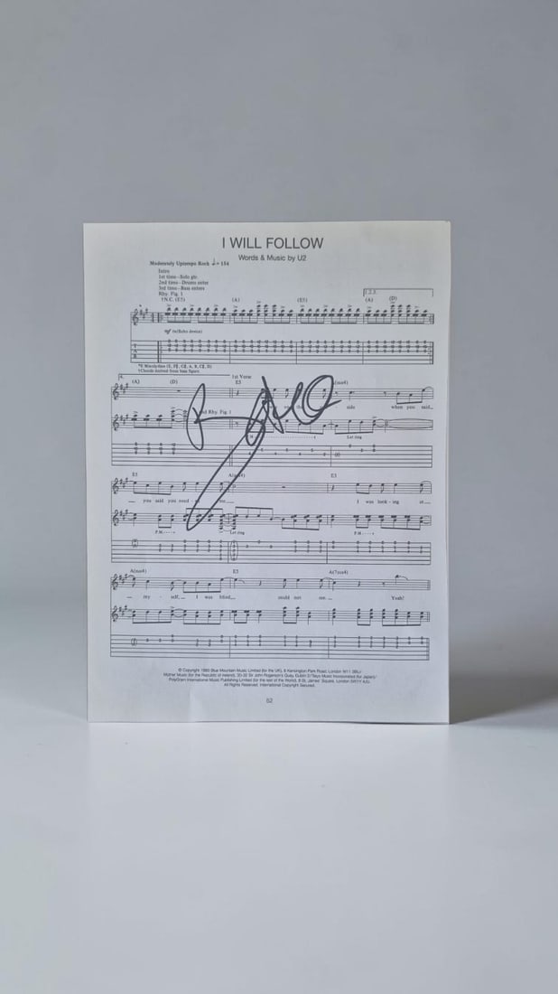 Bono U2 Signed Sheet Music (1 of 1)