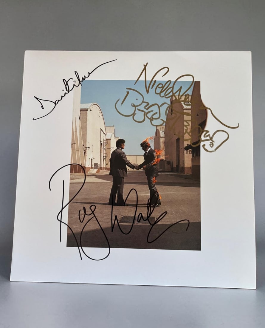 Pink Floyd Signed Vinyl LP: This lot is a vinyl LP (Wish You Were Here), autographed by Roger Waters, David Gilmour and Nick Mason of Pink Floyd. If you wish to upgrade to a third party authentication with holographic QR code an