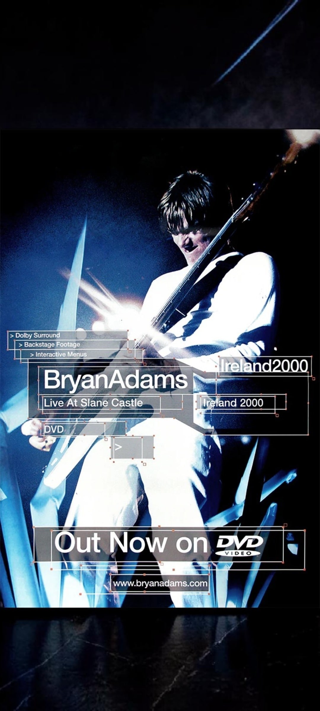 Bryan Adams Original Promotional Poster: This lot is a 60x40" original (Bryan Adams) promotional poster in ashdel format for the tour date (Live At Slane Castle). Item comes with COA guaranteeing the item as original for a lifetime.
