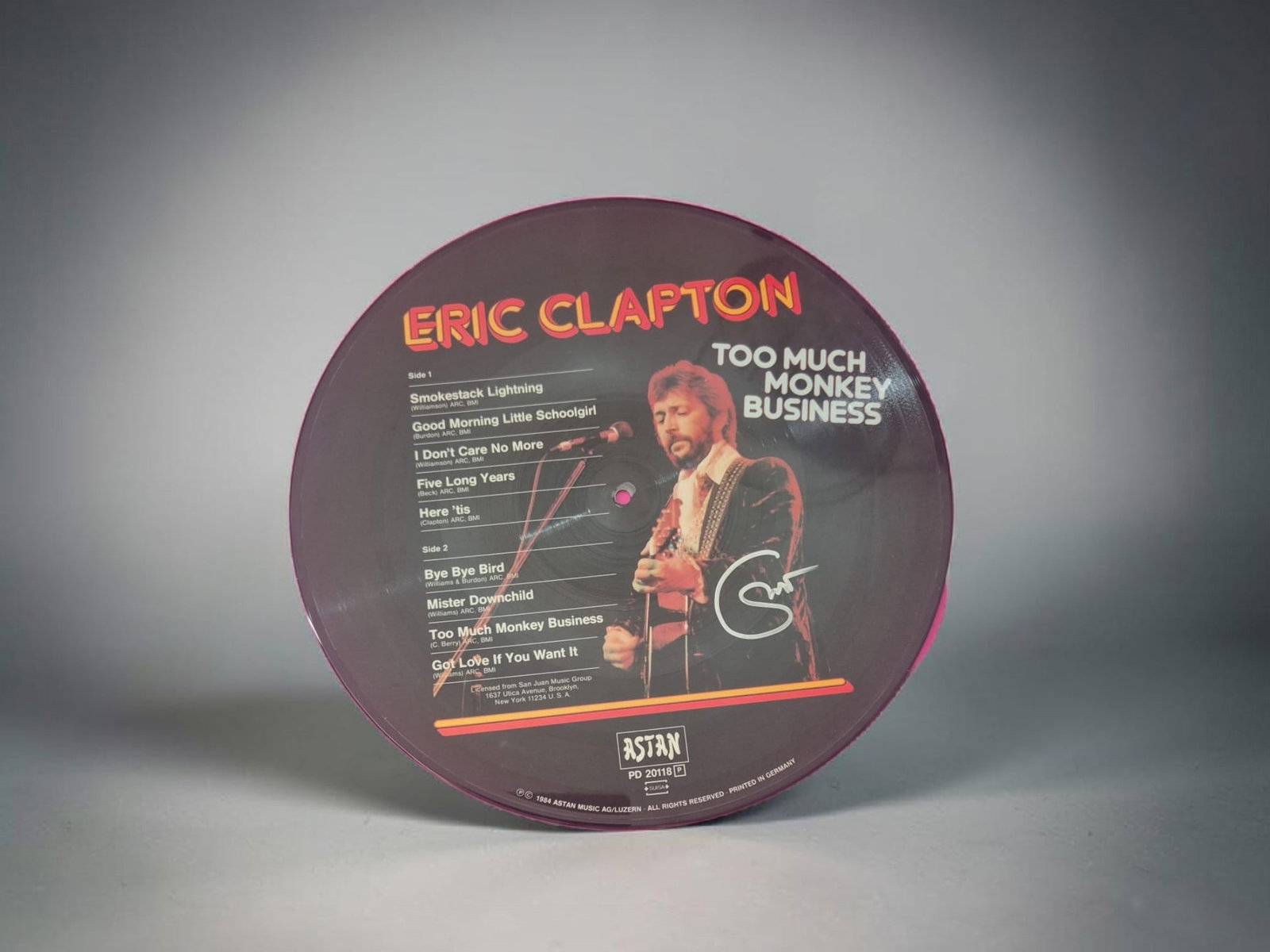 Eric Clapton Too Much Monkey Business Signed 12" Limited Edition Picture Vinyl LP (1 of 1)