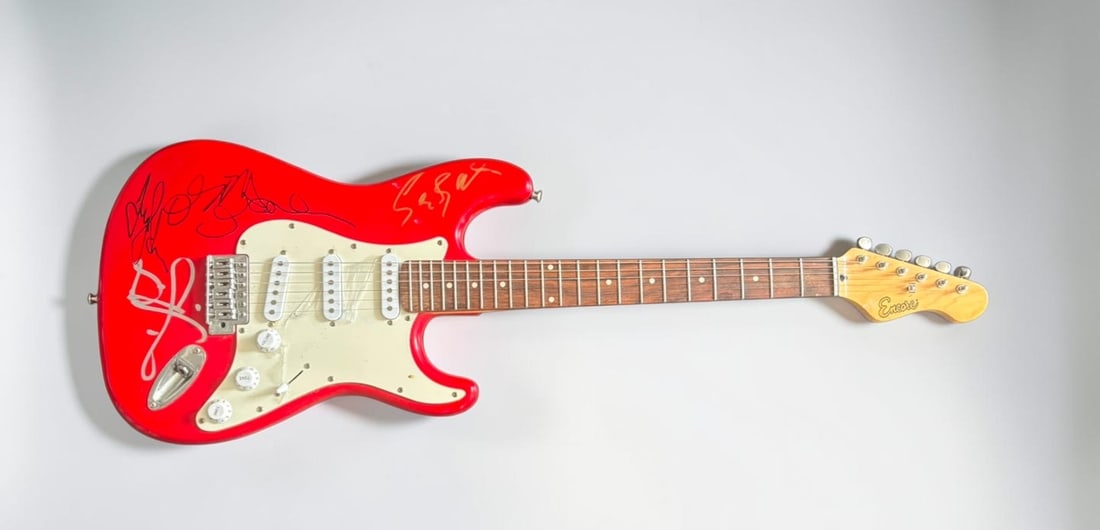 Black Sabbath Signed Electric Guitar: This lot is an electric guitar, autographed on the body by Ozzy Osbourne, Geezer Butler, Tony Iommi and Bill Ward of Black Sabbath. If you wish to upgrade to a third party authentication with holograp