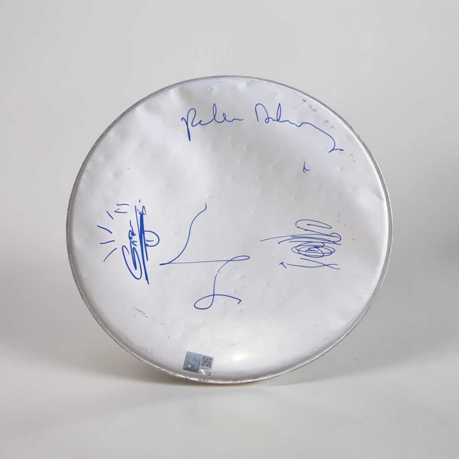 Libertines Signed Drumskin: This lot is a drumskin, autographed by Pete Doherty, Carl Barat, Gary Powell and John Hassall of Libertines. If you wish to upgrade to a third party authentication with holographic QR code and item