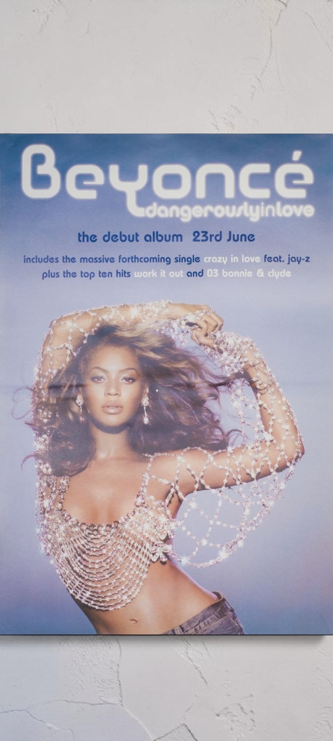 Beyonce Original Promotional Poster: This lot is a 30x20" original (Beyonce) promotional poster for the album release (Dangerously In Love). Item comes with COA guaranteeing the item as original for a lifetime.