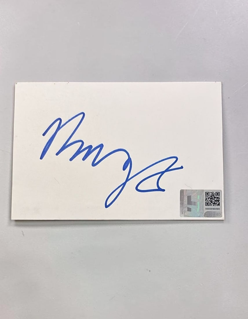 Neil Young Signed Card: This lot is a card, autographed by Neil Young. If you wish to upgrade to a third party authentication with holographic QR code and item scoring, an additional charge of 30 UK Pound would be applicable