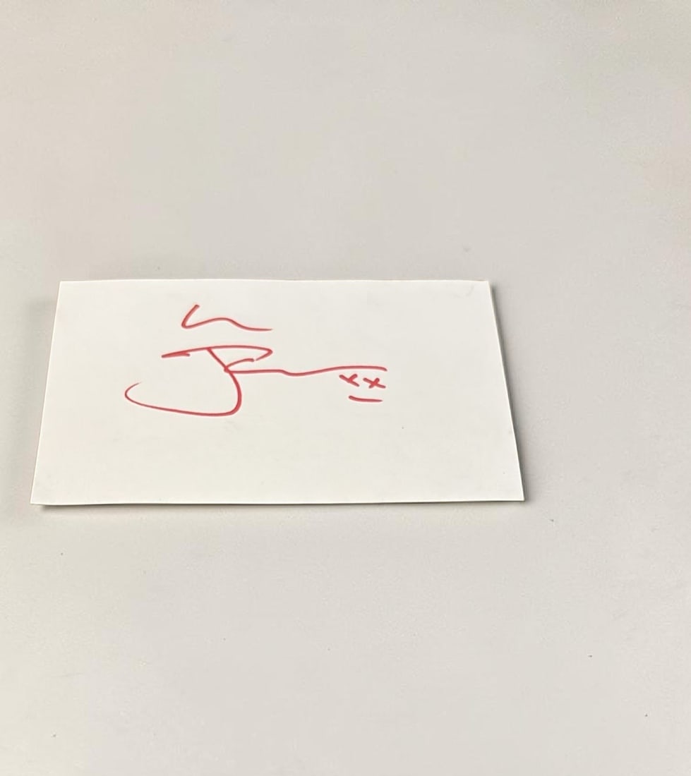 Jarvis Cocker Pulp Signed Card: This lot is a card, autographed by Jarvis Cocker of Pulp. If you wish to upgrade to a third party authentication with holographic QR code and item scoring, an additional charge of 30 UK Pound would be