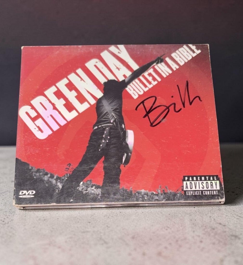 Billy Joe Armstrong Green Day Signed CD: This lot is a CD (Bullet In A Bible), autographed by Billy Joe Armstrong of Green Day. If you wish to upgrade to a third party authentication with holographic QR code and item scoring, an additional