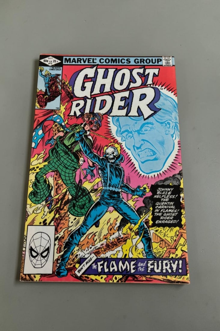 Stan Lee Signed Marvel Magazine: This Lot is a Marvel magazine (Ghost Rider, The Flame And The Fury, September 1982), autographed on the front cover of the magazine by Stan Lee. If you wish to upgrade to a third party authentication