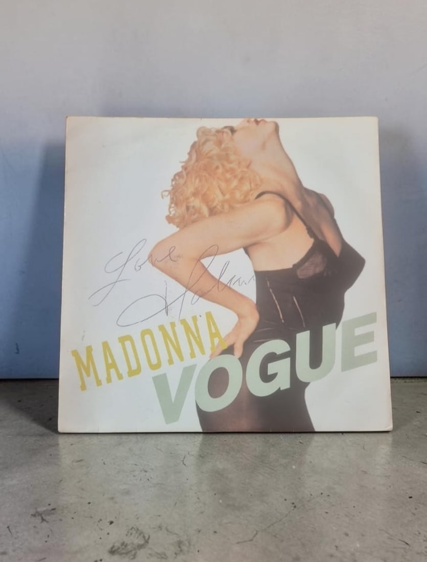 Madonna Vogue Signed 7" Vinyl: This lot is a 7" vinyl (Vogue), autographed on the front of the vinyl cover by Madonna. If you wish to upgrade to a third party authentication with holographic QR code and item scoring, an additional 