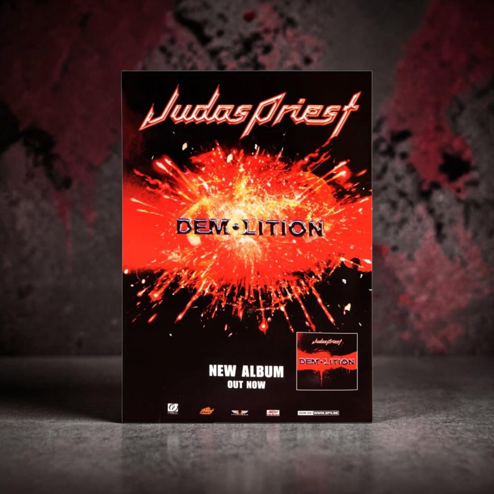 Judas Priest Original Promotional Poster: This lot is a 30x20" original (Judas Priest) promotional poster for the new album (Demolition). Item comes with COA guaranteeing the item as original for a lifetime.