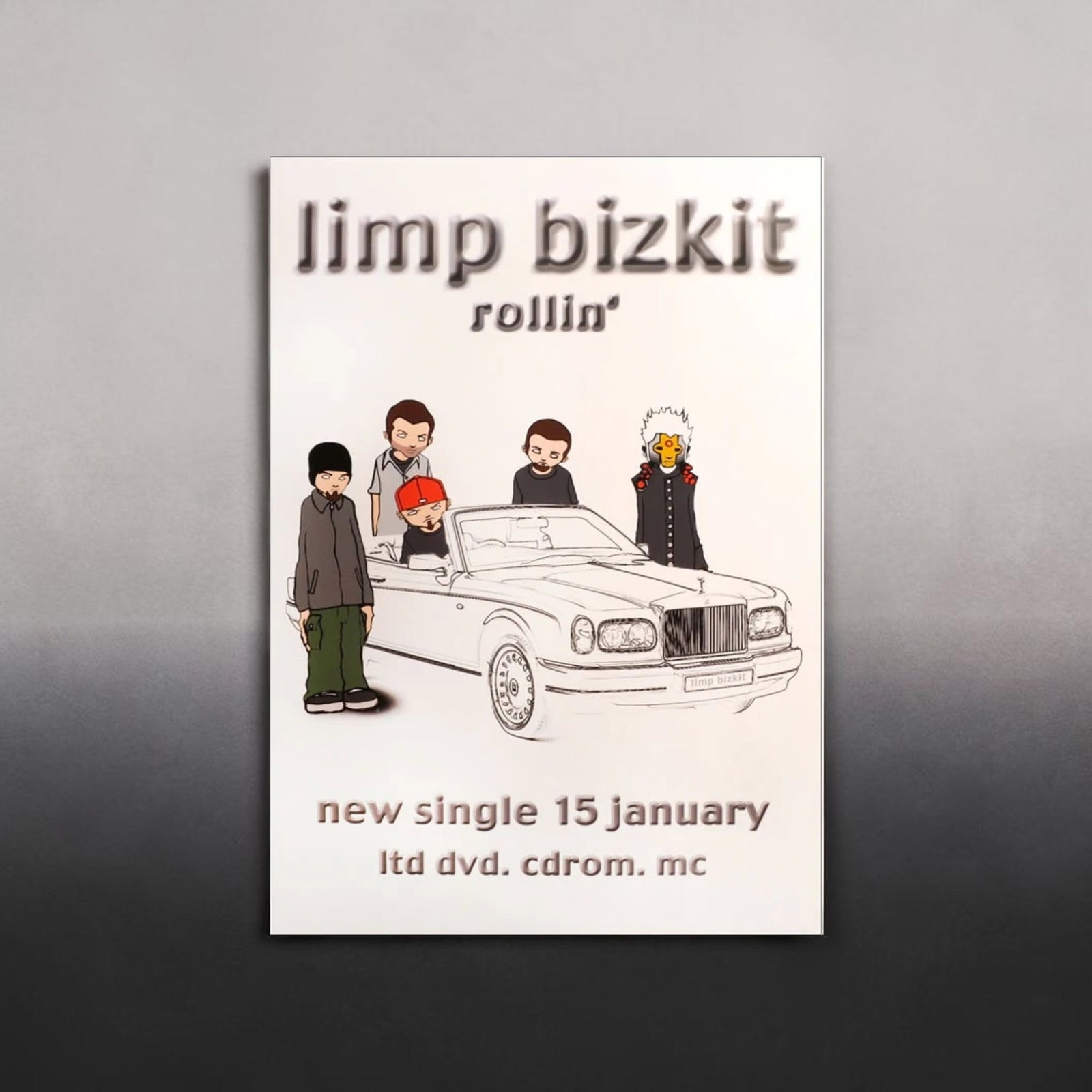 Limp Bizkit Original Promotional Poster: This lot is a 30x20" original (Limp Bizkit) promotional poster for the single release (Rollin'). Item comes with COA guaranteeing the item as original for a lifetime.