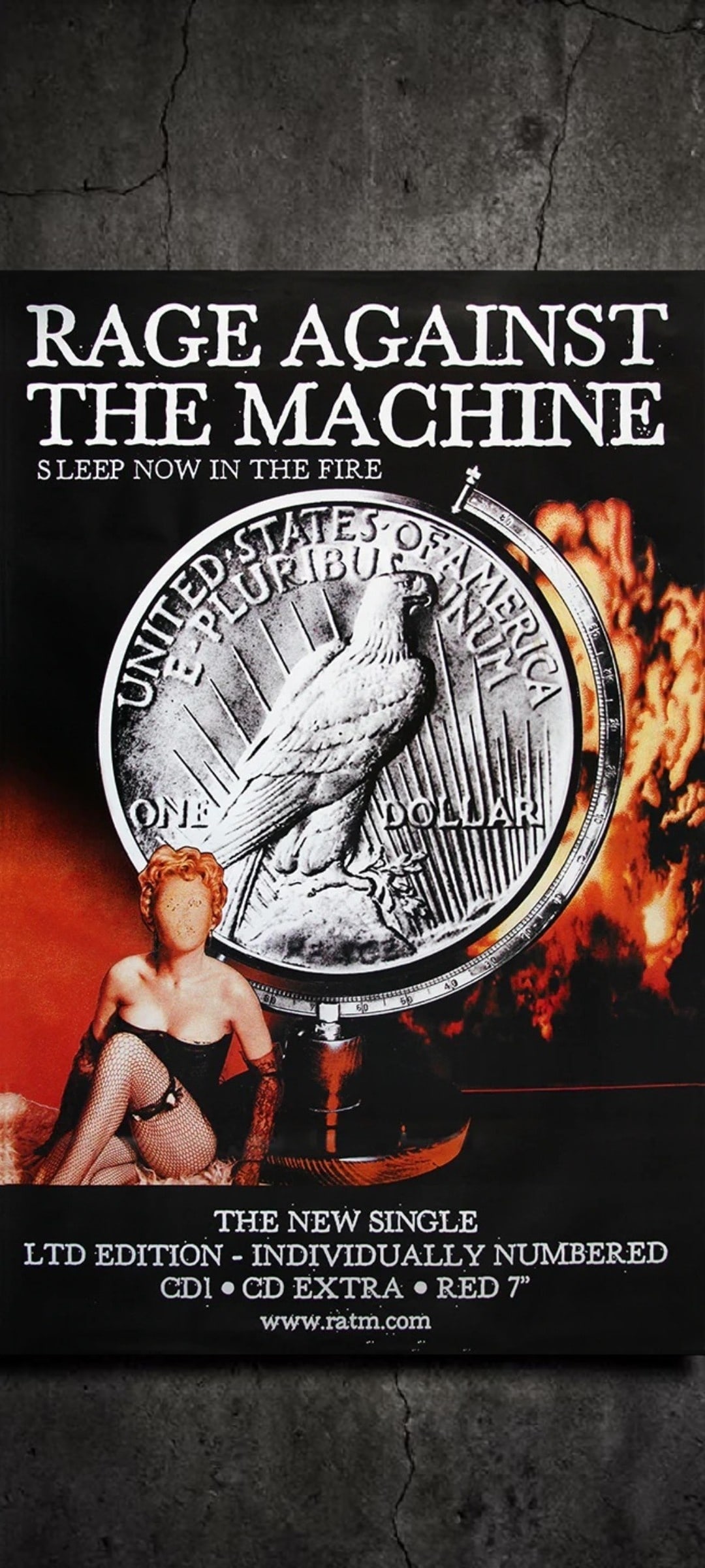 Rage Against The Machine Original Promotional Poster: This lot is a 60x40" original (Rage Against The Machine) litho-printed promotional poster in ashdel format for the single release (Sleep Now In The Fire). Item comes with COA guaranteeing the item as 