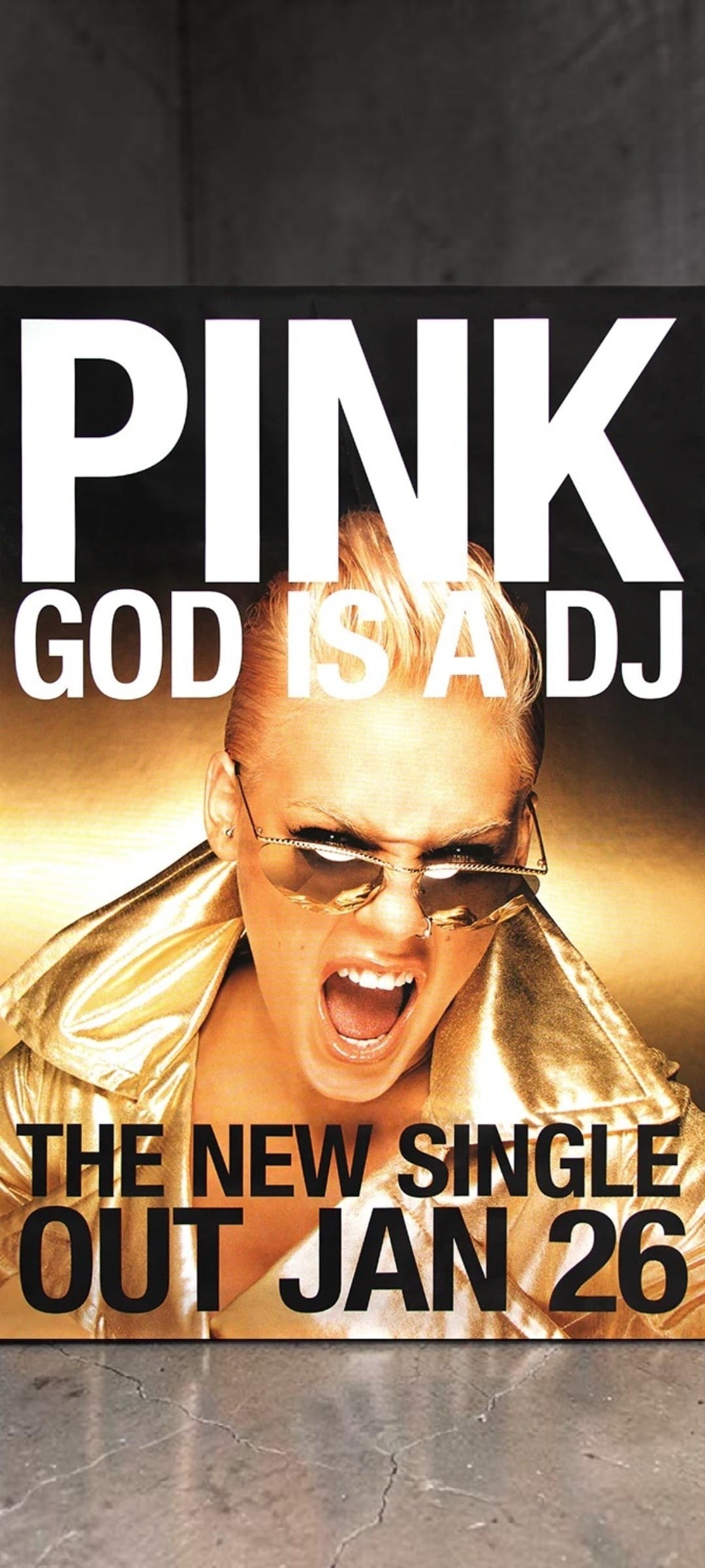 Pink Original Promotional Poster: This lot is a 60x40" original (Pink) promotional poster in ashdel format for the single release (God Is A DJ). Item comes with COA guaranteeing the item as original for a lifetime.