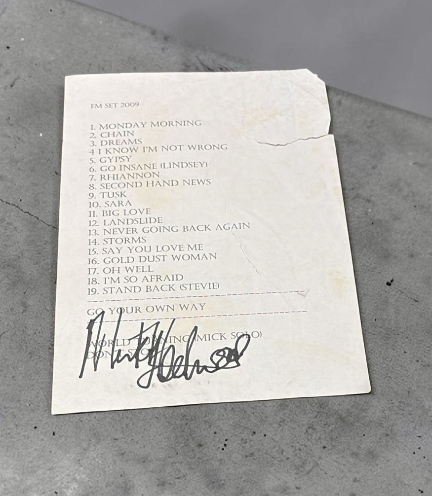 Mick Fleetwood Fleetwood Mac Signed Set List (1 of 1)