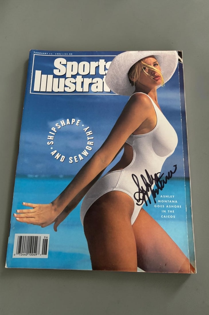 Ashley Montana Signed Sports Illustrated Magazine: This lot is a Sports Illustrated magazine (February 1991), autographed on the front cover by Ashley Montana. If you wish to upgrade to a third party authentication with holographic QR code and item