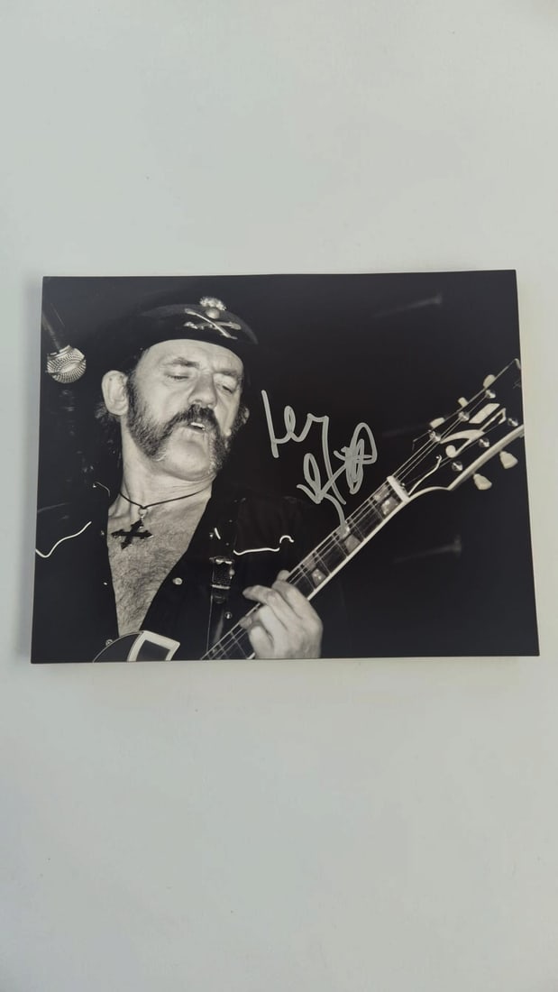 Lemmy Motorhead Signed Photograph: This lot is a photograph, autographed by Lemmy of Motorhead. If you wish to upgrade to a third party authentication with holographic QR code and item scoring, an additional charge of 30 UK Poundwould 