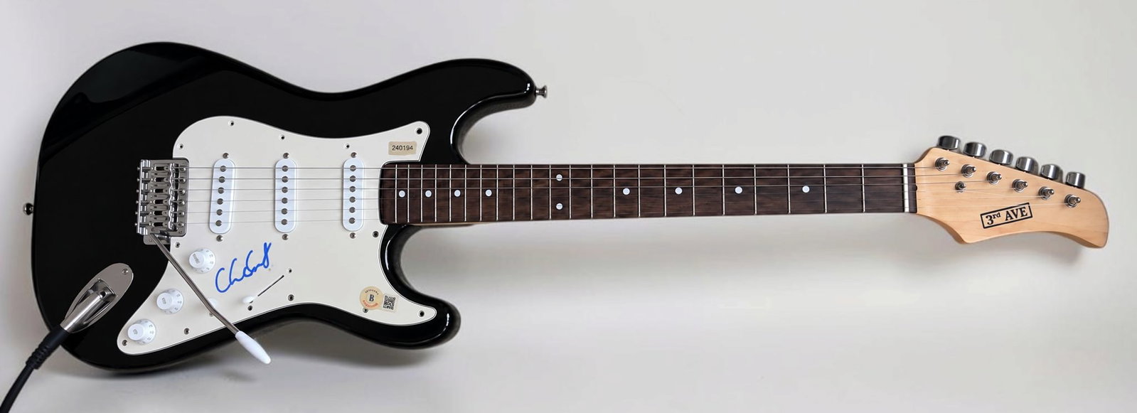 Chad Smith Red Hot Chili Peppers Signed Electric Guitar Beckett BAS Authentication: This lot is an electric guitar, autographed on the pickguard by Chad Smith of the Red Hot Chili Peppers. Beckett BAS Authentication. If you wish to upgrade to a third party authentication with hologra