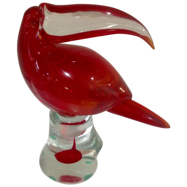 Signed Alfredo Barbini Sommerso Toucan: Signed A. barbini Alfredo Barbini Sommerso Toucan. Height is 12 inches tall, by 10 inches wide, by 5 inches deep.