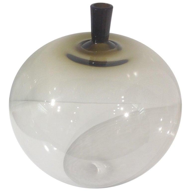 Signed Orrefors Apple Vase Lundin Rare Beige: Orrefors Apple Vase by Ingeborg Lundin Beige. Height is 13 inches by 11.5 inches wide and deep.