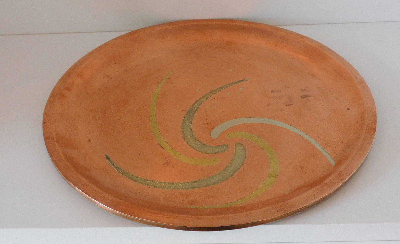 Los Castillo Signed Mixed metal sculptural plate: Los Castillo Signed Mixed metal sculptural plate
