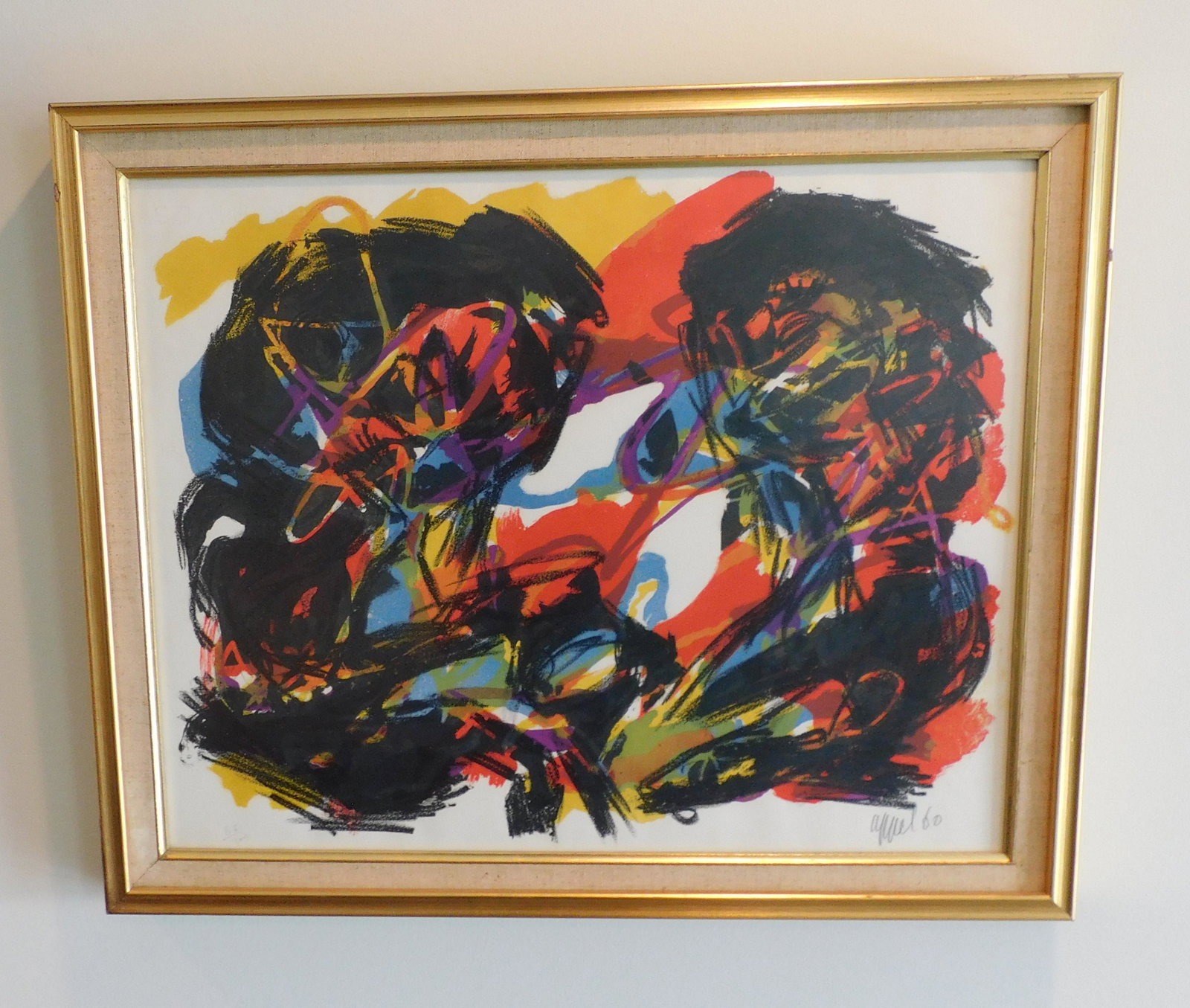 Karel Appel Pencil Signed Lithograph 86 of 200 from: Karel Appel Pencil Signed Lithograph edition number 86 0f 200 from 1960. Framed size 21 x 25.25 inches.