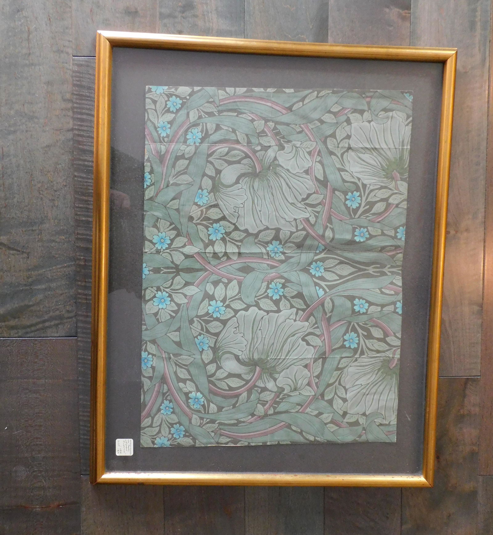 William Morris (1834-1896) Pimperel Pattern wallpaper: William Morris (1834-1896) Pimperel Pattern wallpaper sample. Framed size is 21.25 by 26.75 by 1.5 inches.