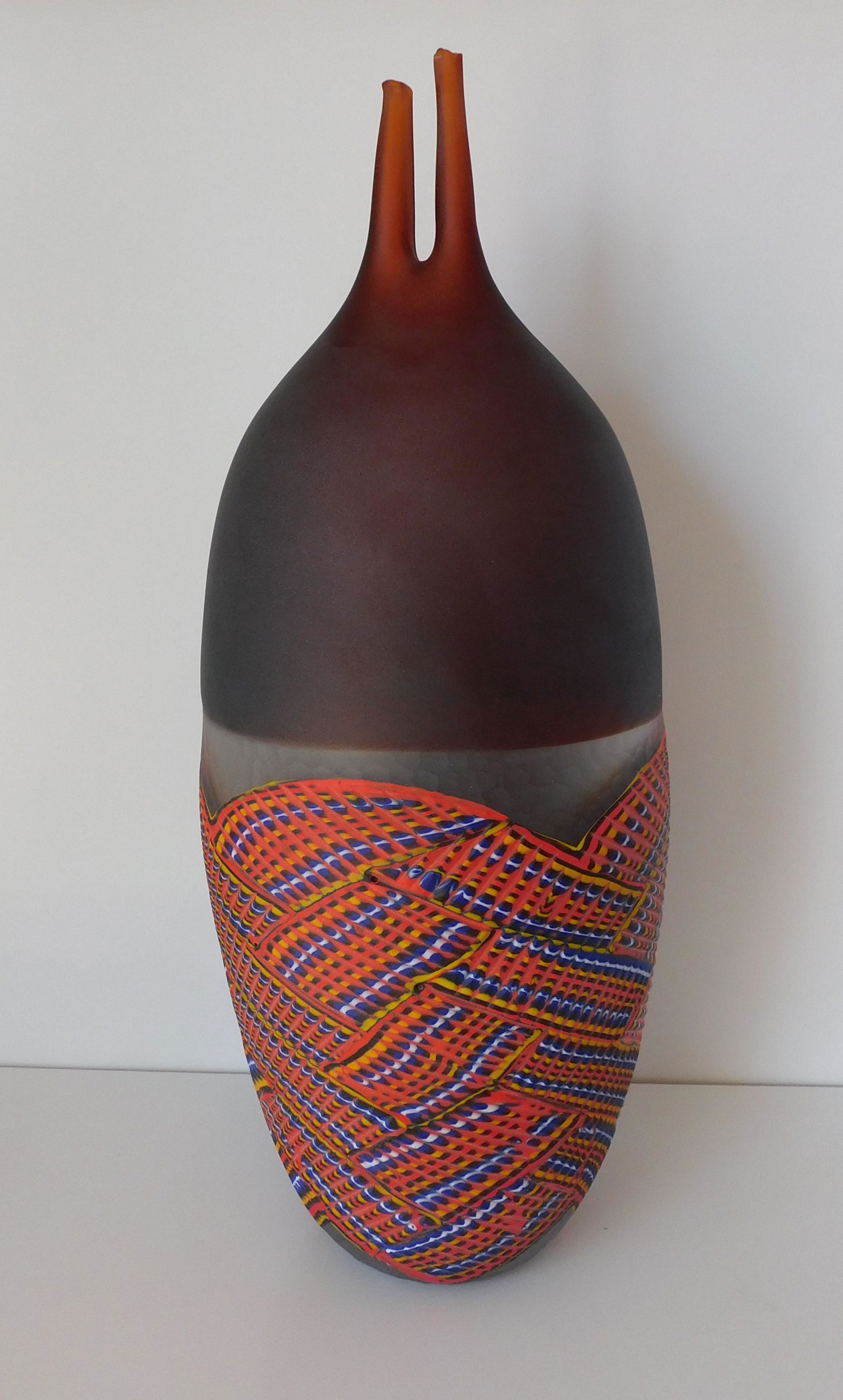 Davide Salvadore LARGE Artist signed Murano Murrine: Davide Salvadore LARGE Artist signed Murano Murrine Battuto Vase