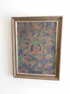 Framed Tibetan Thankgka on Canvas: Framed Tibetan Thankgka on Canvas