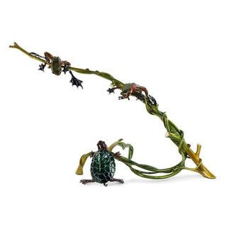 Tim Cotterill Bronze and Enamel Frog and Turtle: Tim Cotterill Bronze and Enamel Frog and Turtle sculpture number 36 of 751