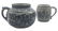 2 stoneware Boston Pots with Cobalt Blue Decoration