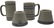 4 stoneware pieces with cobalt blue decoration 2 match