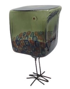 Alessandro Pianon Murano Pulcino Bird Sculpture Vistosi: Alessandro Pianon Murano Pulcino Bird Sculpture in square form