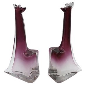 Alfredo Barbini Pair Cenedese Murano Sommerso Kangaroo: Alfredo Barbini Pair Cenedese Murano Sommerso Kangaroo Sculptures with original labels