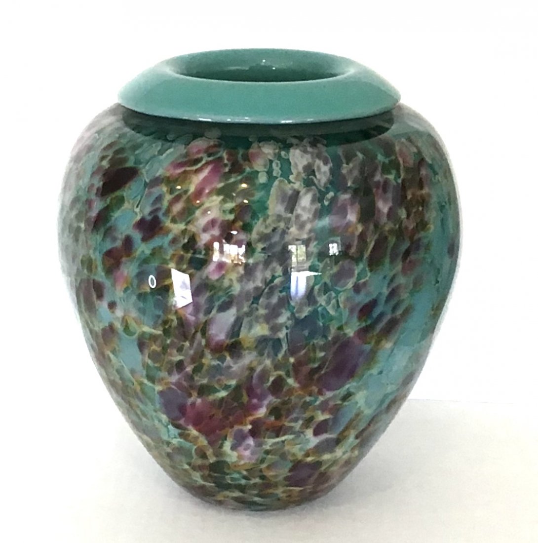Stephen Rolfe Powell Studio Glass Murrine vase signed: Stephen Rolfe Powell Studio Glass Murrine vase signed and dated 89