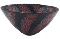 Sam Stang Murrine Studio Glass Bowl in vibrant red and: Sam Stang Murrine Studio Glass Bowl in vibrant red and black signed by the artist