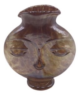 Blenko Face Vase Attributed with irredescent finish: Blenko Face Vase Attributed with irredescent finish
