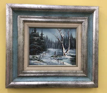 Cantrell Artist Signed Winter Scene Oil on Canvas: Cantrell Artist Signed Winter Scene Oil on Canvas