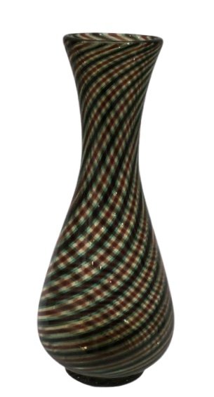 Ercole Barovier for Barovier and Toso Striato Vase with: Ercole Barovier for Barovier and Toso Striato Vase with Original Label