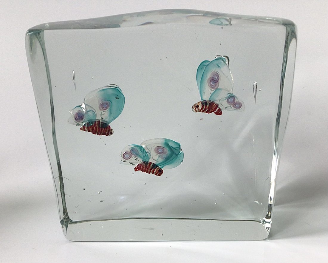 Alfredo Barbini Butterfly Murano Block Sculpture. (1 of 2)