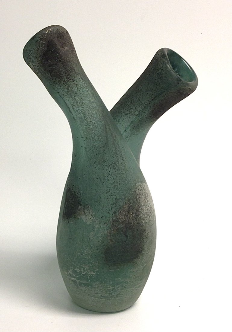 Early Cenedese Murano Scavo Vase with two necks Signed (1 of 2)