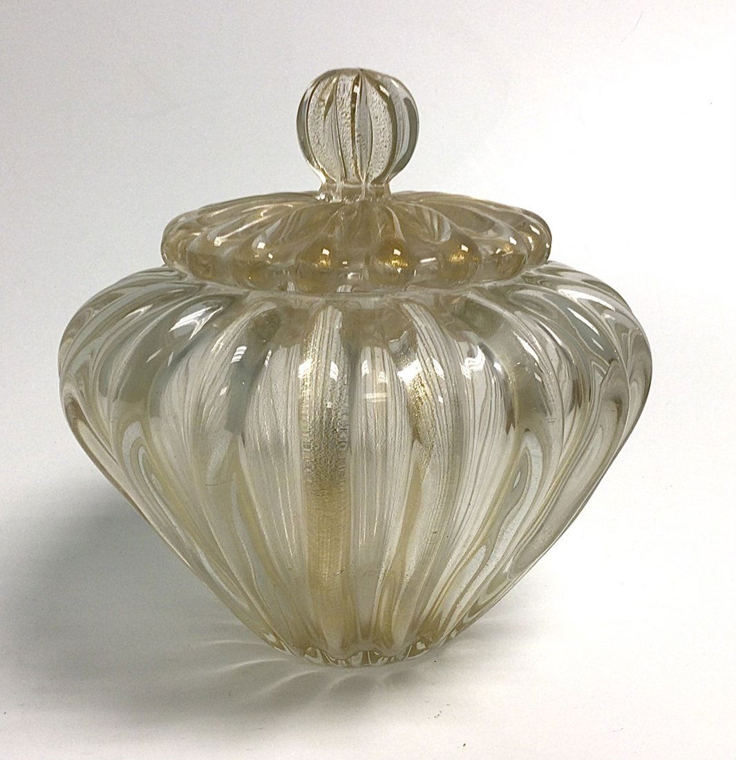 Archimede Seguso Murano Large Lidded Dresser Jar (1 of 1)