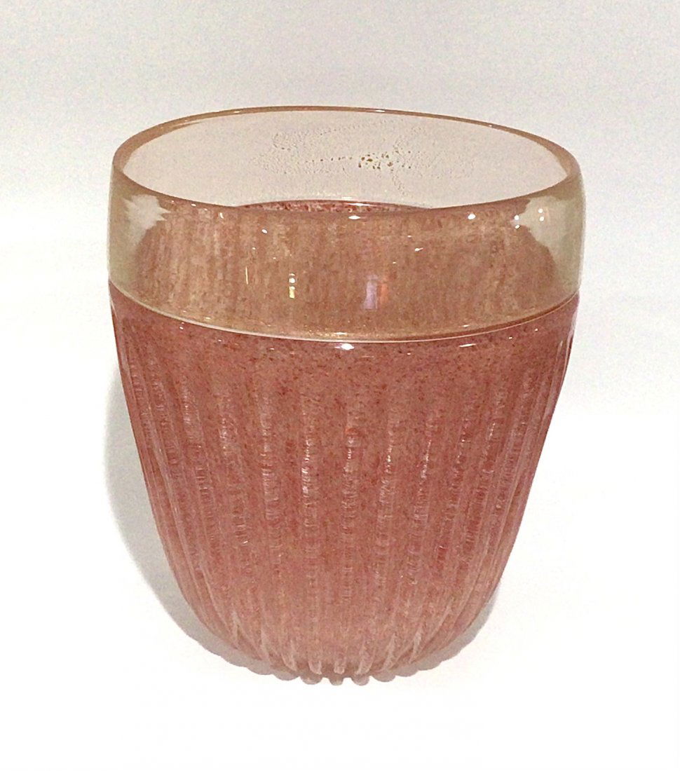 Archimede Seguso Murano Encalmo vase with ribbed (1 of 2)