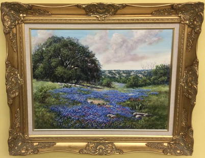 Blue Bonnets Painting by L Westerfield: Luana Westerfiled oil on Canvas Painting Blue Bonnets