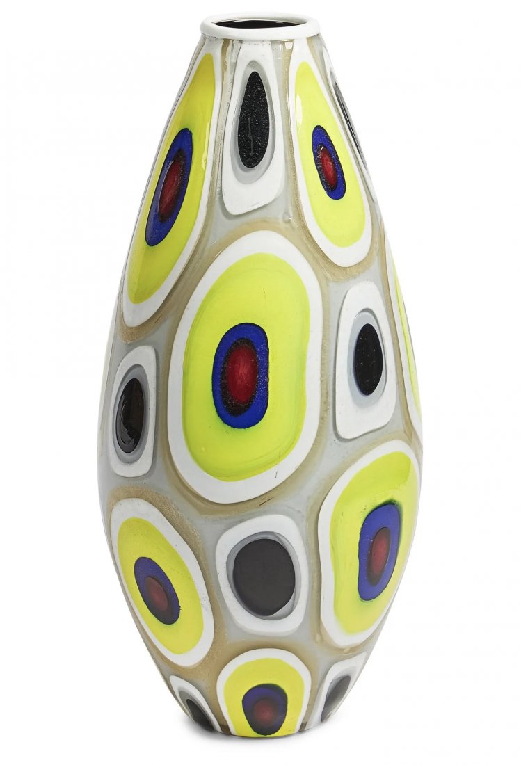 Renzo Pavanello Murano Murrine Vase in vibrant yellow (1 of 3)