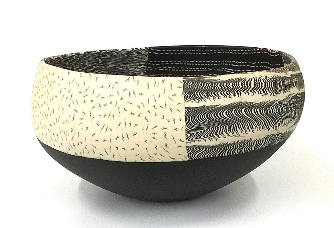 Thomas Hoadley AMAZING Abstract pottery bowl Patchwork (1 of 3)