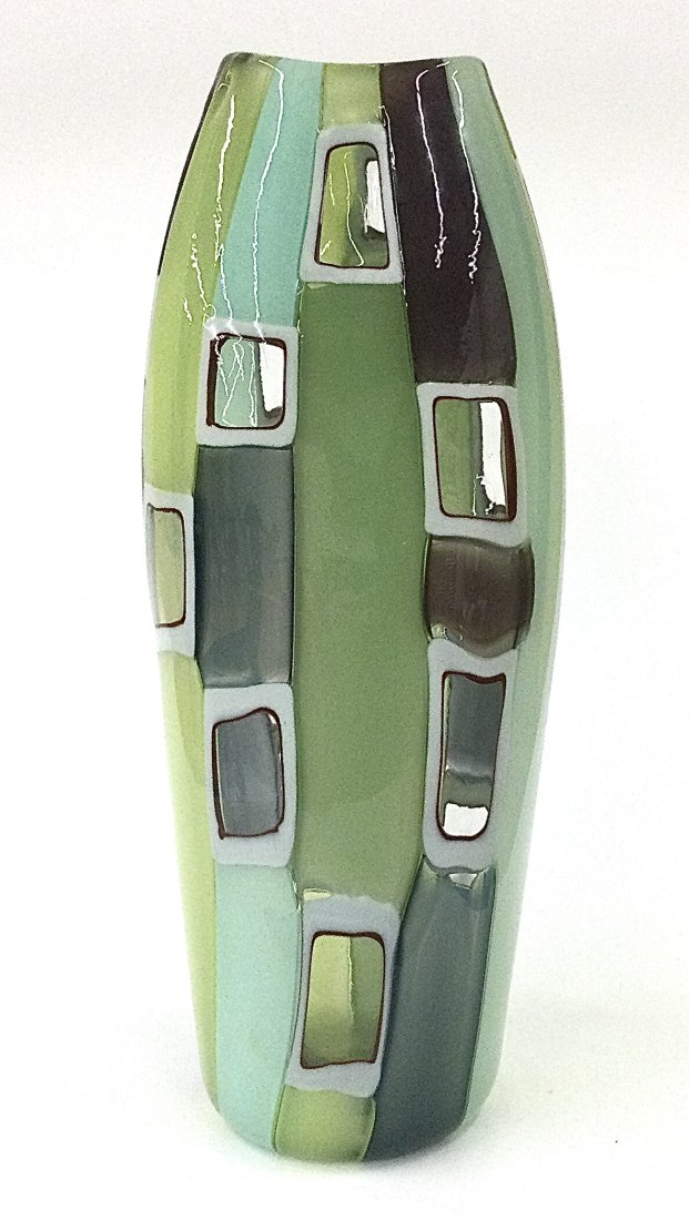ROBIN Mix Patchwork Murano style Murrine Vase signed (1 of 2)