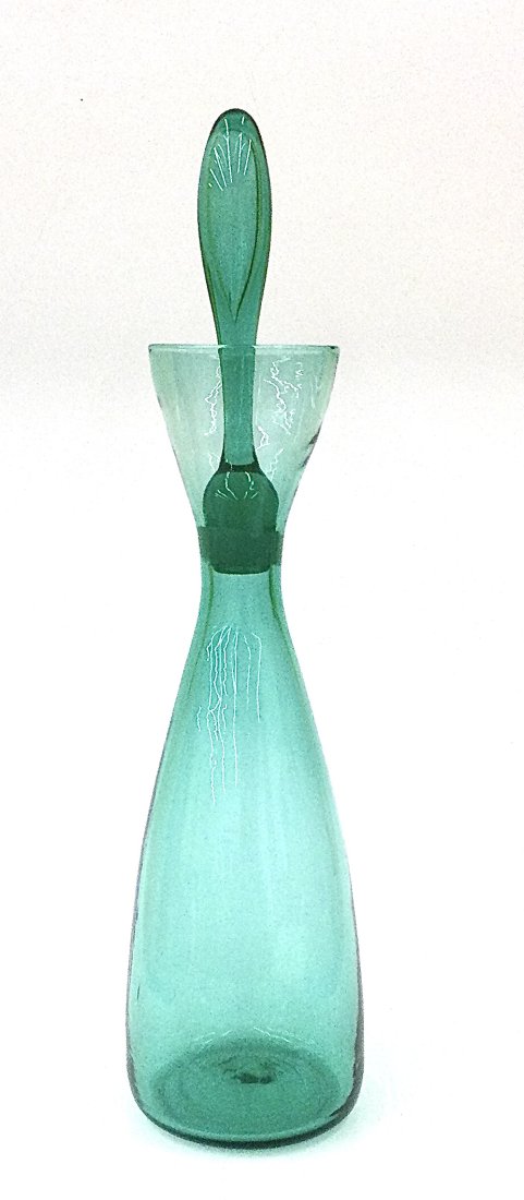 Blenko Mid Century Art Glass Decanter in Vibrant green (1 of 1)